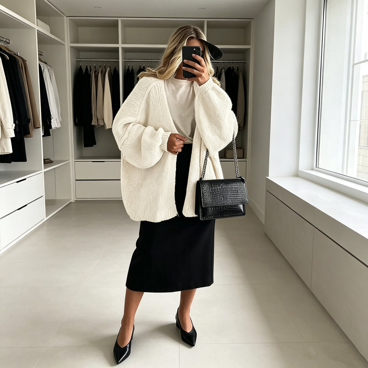 Oversized Batwing Sleeve Knit Cardigan for Women, Open Front Loose Chunky Knit Sweater Coat 13 Colors