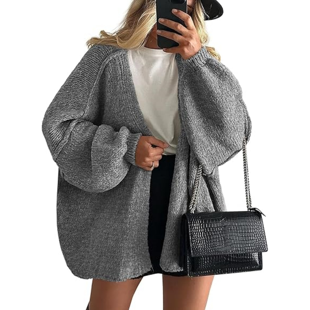 Oversized Batwing Sleeve Knit Cardigan for Women, Open Front Loose Chunky Knit Sweater Coat 13 Colors