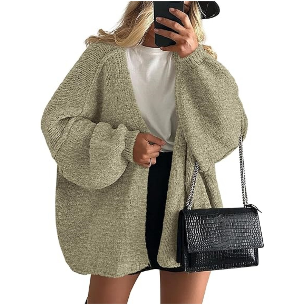 Oversized Batwing Sleeve Knit Cardigan for Women, Open Front Loose Chunky Knit Sweater Coat 13 Colors
